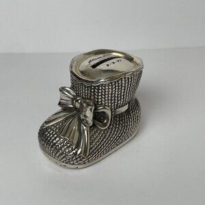 Vintage Raimond Silver Plate Baby Bootie Shoe Coin Piggy Bank